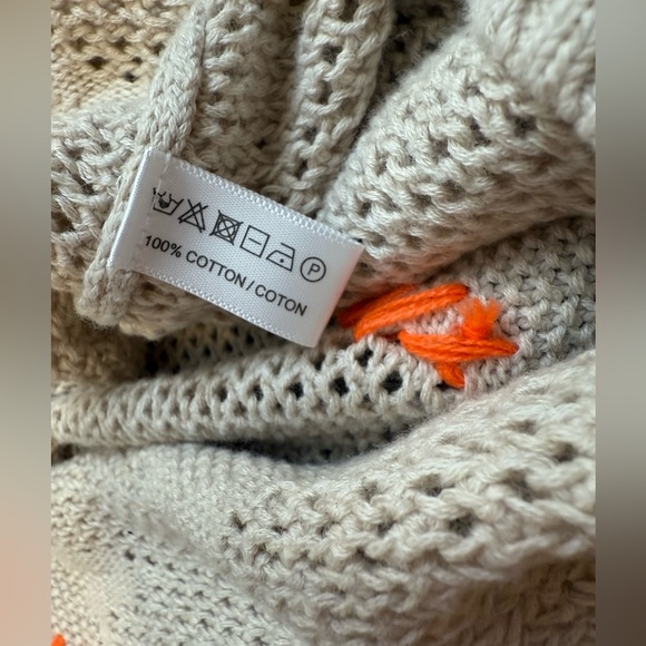 Lisa Todd Super Stars Cotton Crochet Open Knit V Neck Sweater - Picture 7 of 8